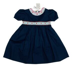 NWT Feltman Bros 2T Navy Smocked Dress